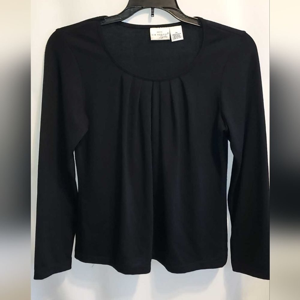 Kim Rogers Black Long Sleeve Top Size - Petite Medium